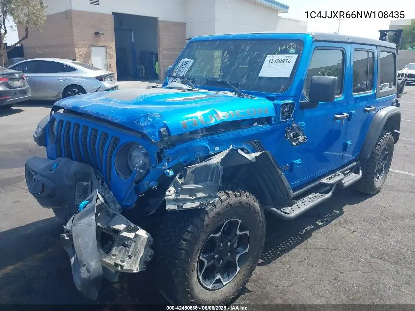 2022 Jeep Wrangler 4Xe Unlimited Rubicon 4X4 VIN: 1C4JJXR66NW108435 Lot: 42450856