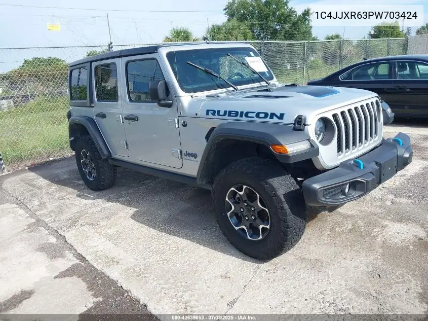 2023 Jeep Wrangler 4Xe Rubicon 4X4 VIN: 1C4JJXR63PW703424 Lot: 42639653