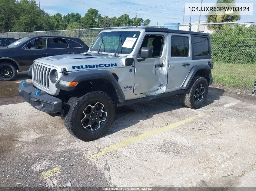 2023 Jeep Wrangler 4Xe Rubicon 4X4 VIN: 1C4JJXR63PW703424 Lot: 42639653