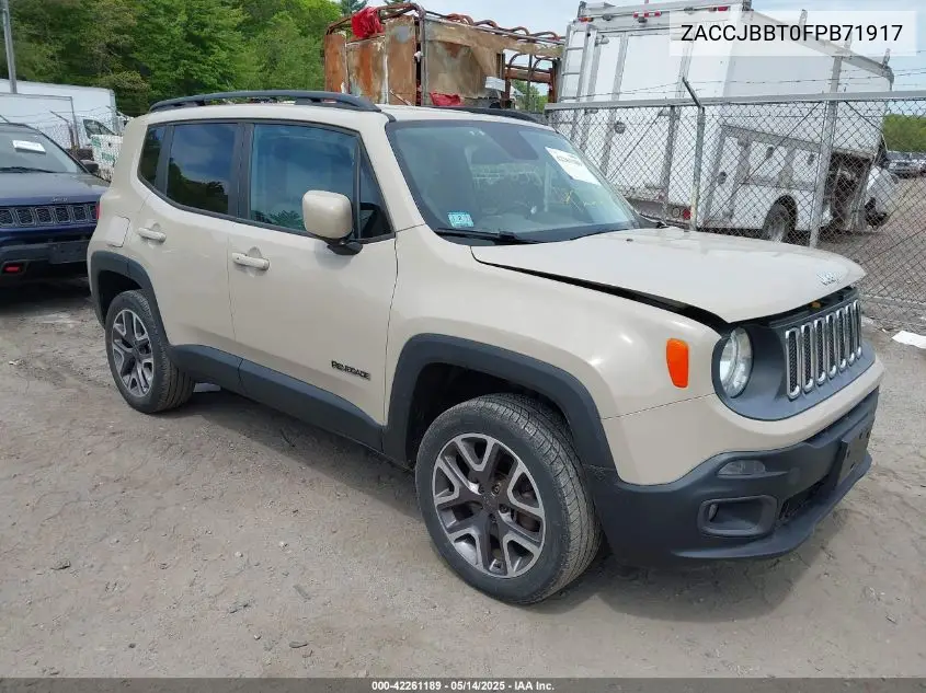 2015 Jeep Renegade Latitude VIN: ZACCJBBT0FPB71917 Lot: 42261189