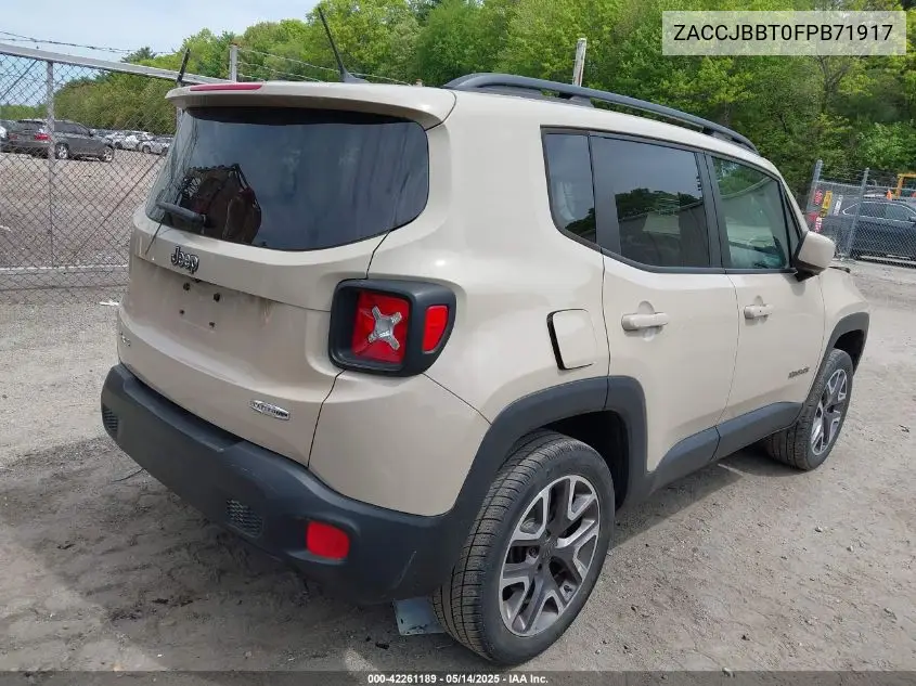 2015 Jeep Renegade Latitude VIN: ZACCJBBT0FPB71917 Lot: 42261189