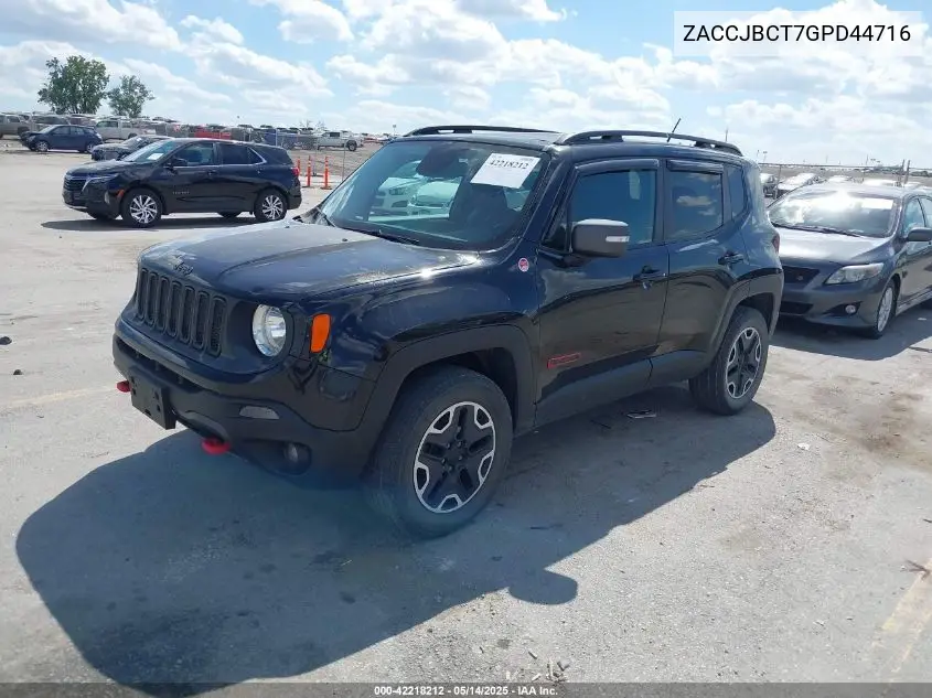 2016 Jeep Renegade Trailhawk VIN: ZACCJBCT7GPD44716 Lot: 42218212