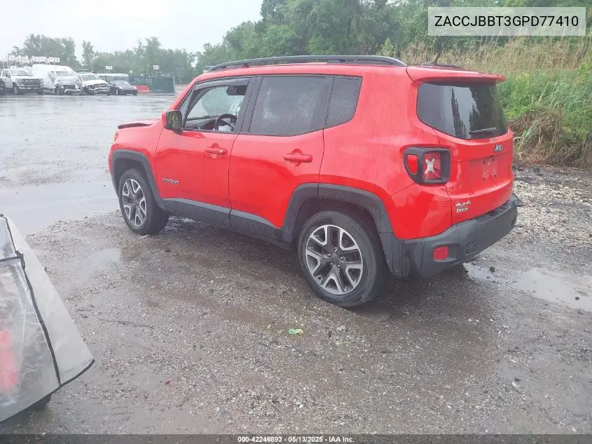 2016 Jeep Renegade Latitude VIN: ZACCJBBT3GPD77410 Lot: 42246893