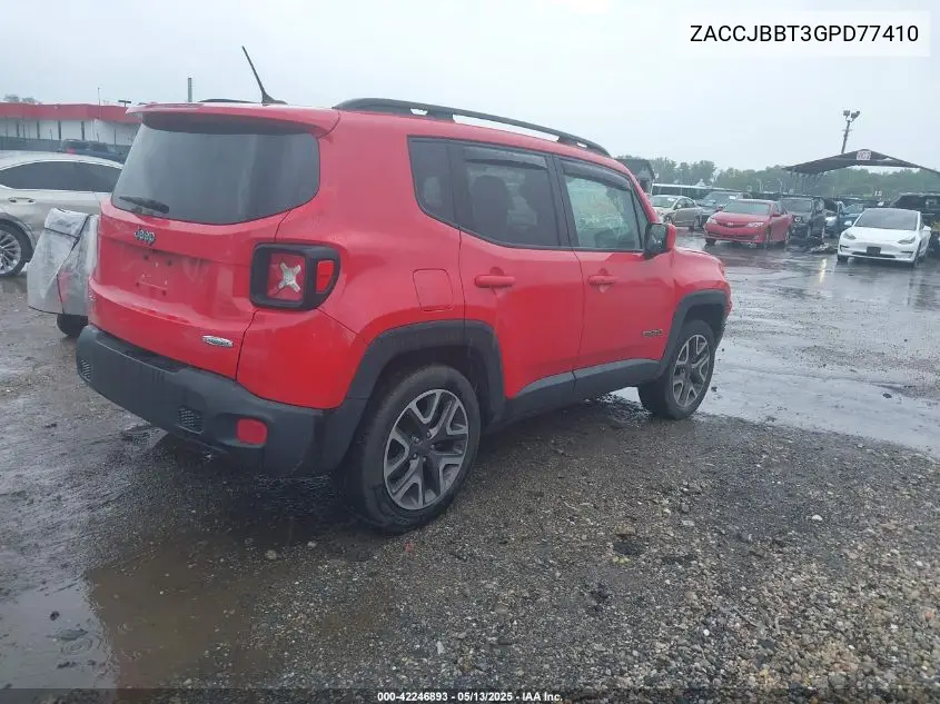 2016 Jeep Renegade Latitude VIN: ZACCJBBT3GPD77410 Lot: 42246893