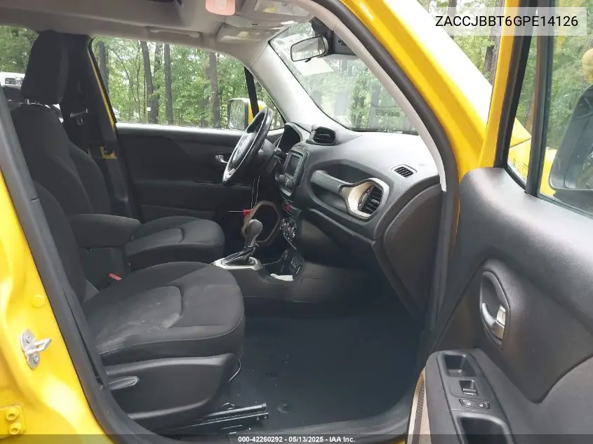2016 Jeep Renegade Latitude VIN: ZACCJBBT6GPE14126 Lot: 42260292