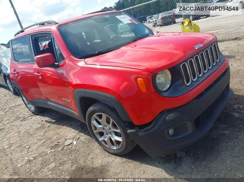 2016 Jeep Renegade Latitude VIN: ZACCJABT4GPD94548 Lot: 42268702