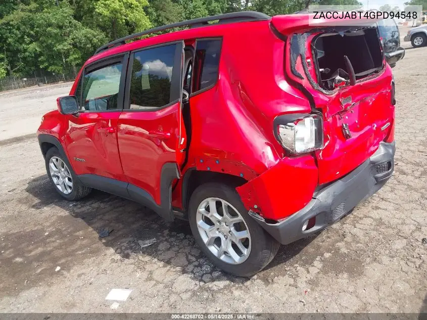 2016 Jeep Renegade Latitude VIN: ZACCJABT4GPD94548 Lot: 42268702