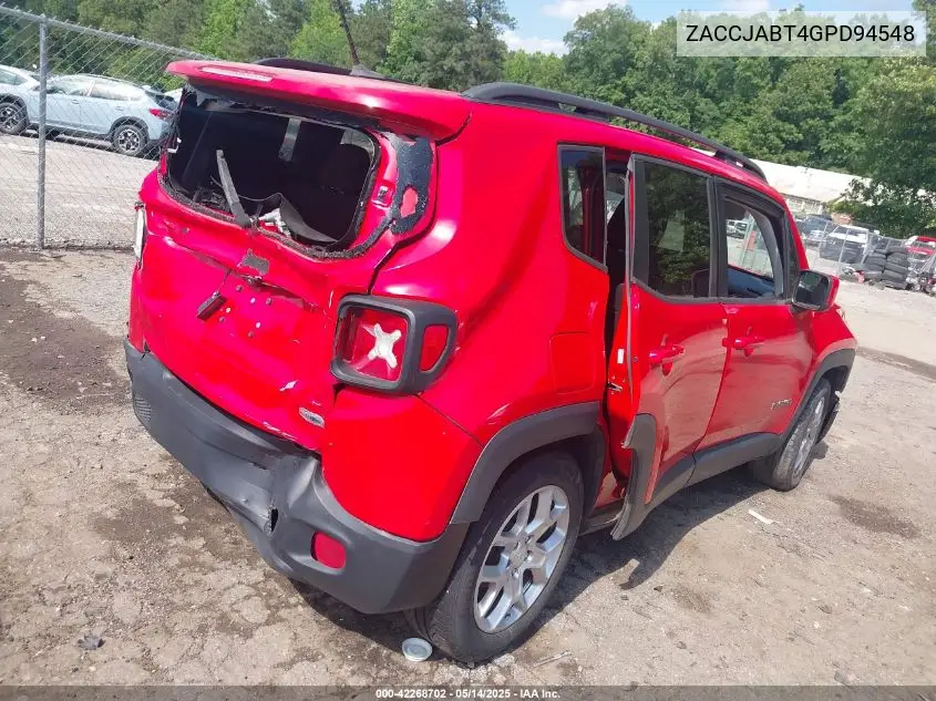 2016 Jeep Renegade Latitude VIN: ZACCJABT4GPD94548 Lot: 42268702