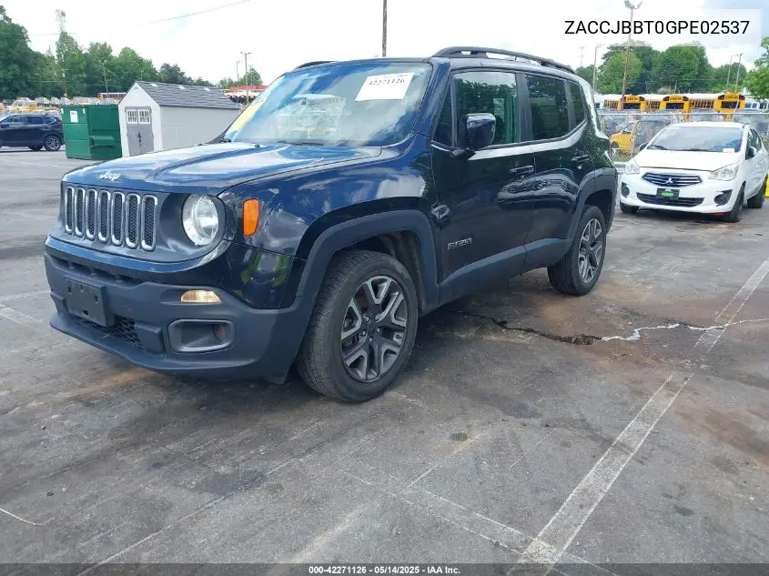 2016 Jeep Renegade Latitude VIN: ZACCJBBT0GPE02537 Lot: 42271126