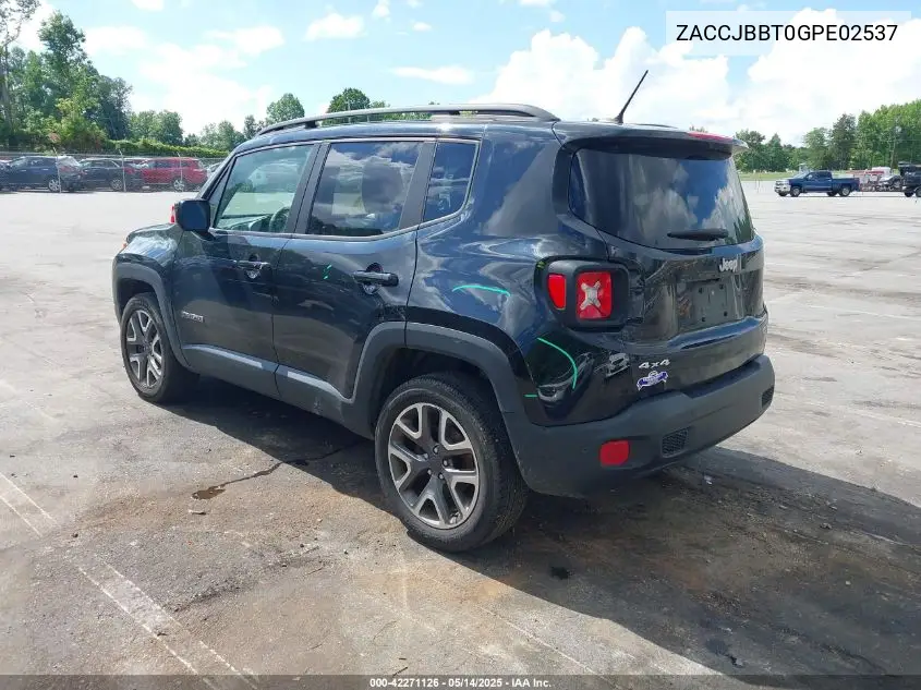 2016 Jeep Renegade Latitude VIN: ZACCJBBT0GPE02537 Lot: 42271126