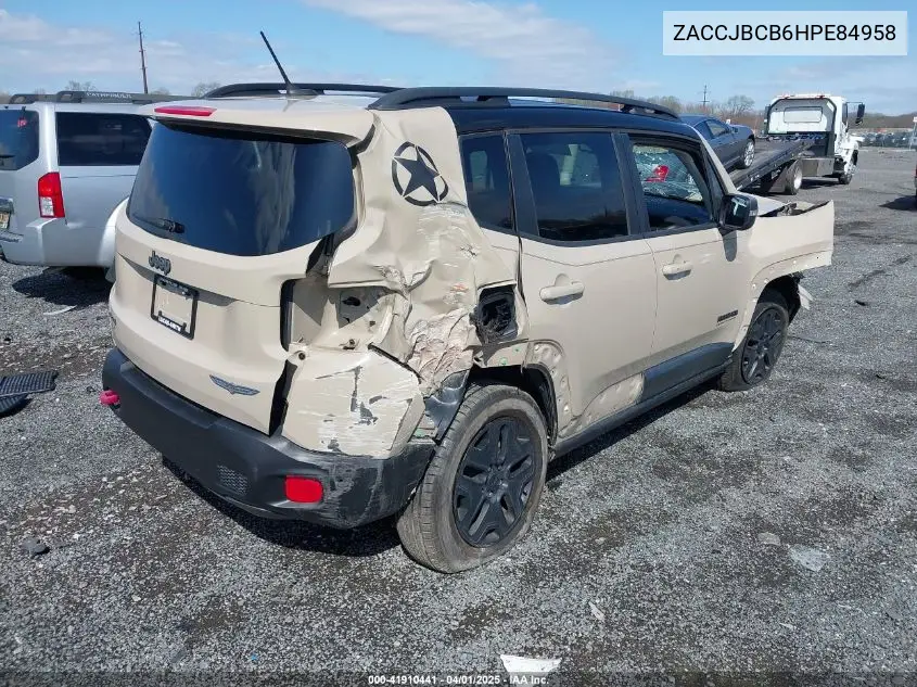 2017 Jeep Renegade Deserthawk 4X4 VIN: ZACCJBCB6HPE84958 Lot: 41910441
