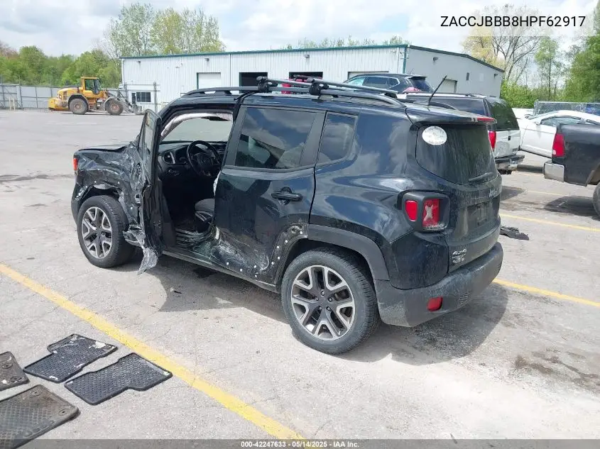 2017 Jeep Renegade Latitude 4X4 VIN: ZACCJBBB8HPF62917 Lot: 42247633