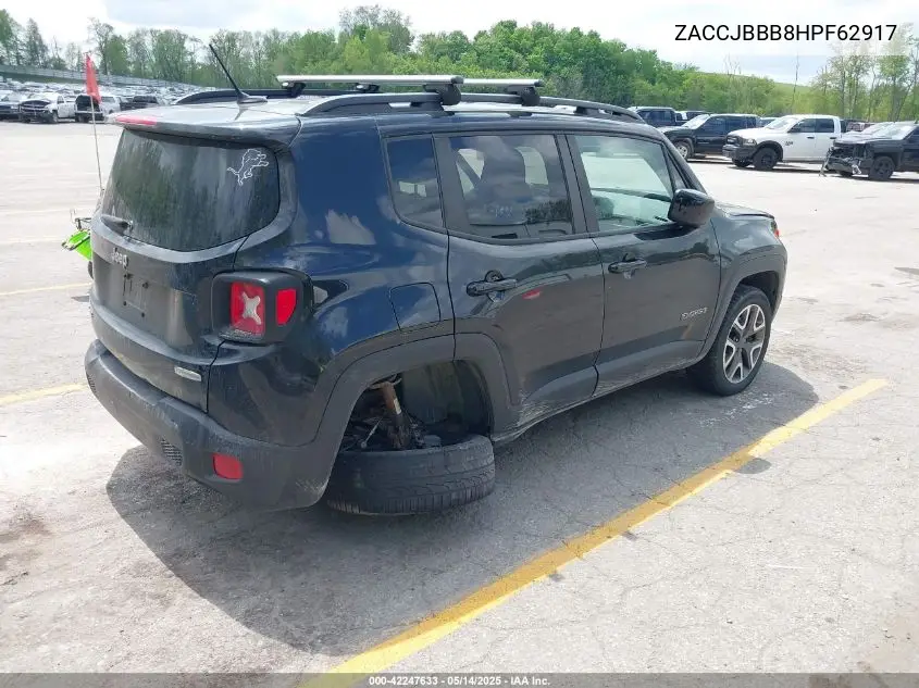 2017 Jeep Renegade Latitude 4X4 VIN: ZACCJBBB8HPF62917 Lot: 42247633