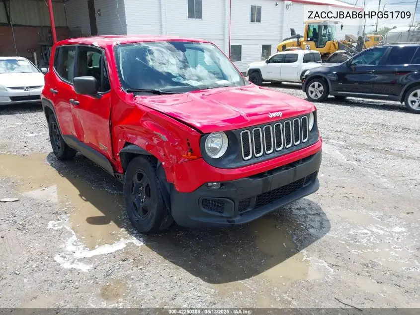 2017 Jeep Renegade Sport 4X4 VIN: ZACCJBAB6HPG51709 Lot: 42250308