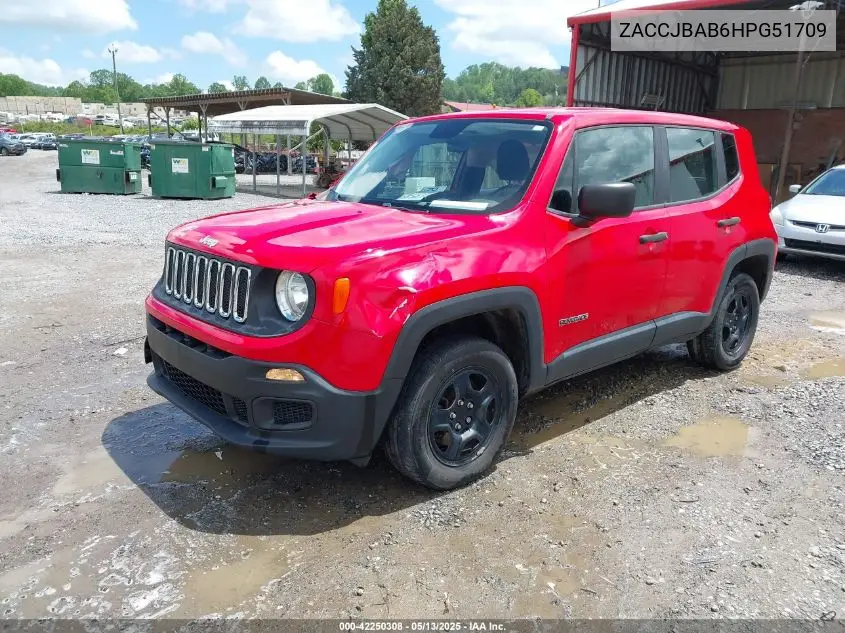 2017 Jeep Renegade Sport 4X4 VIN: ZACCJBAB6HPG51709 Lot: 42250308