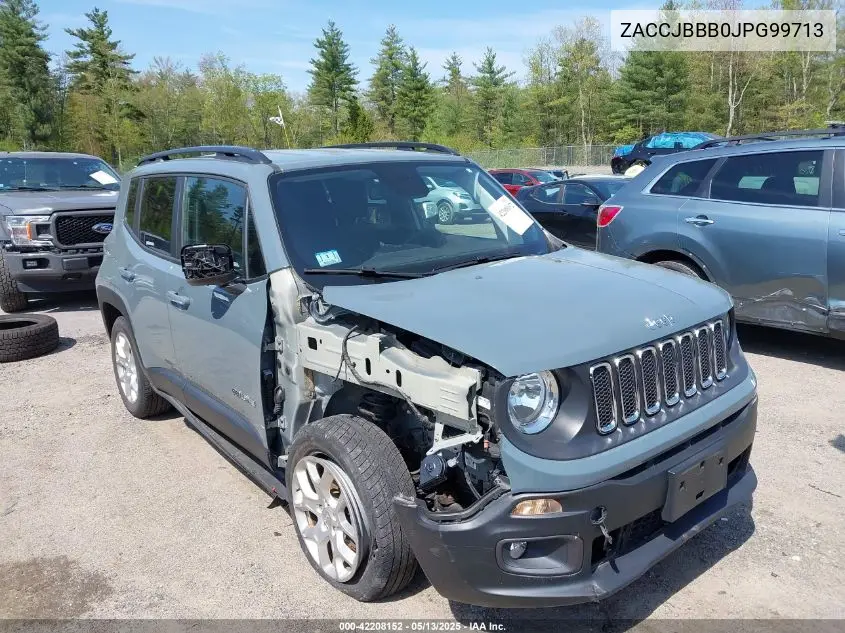 2018 Jeep Renegade Latitude 4X4 VIN: ZACCJBBB0JPG99713 Lot: 42208152