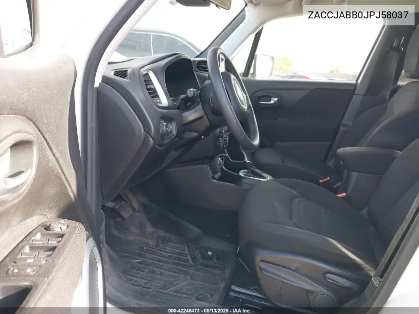2018 Jeep Renegade Latitude Fwd VIN: ZACCJABB0JPJ58037 Lot: 42248473