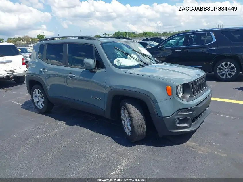 2018 Jeep Renegade Latitude Fwd VIN: ZACCJABB8JPG84449 Lot: 42259362