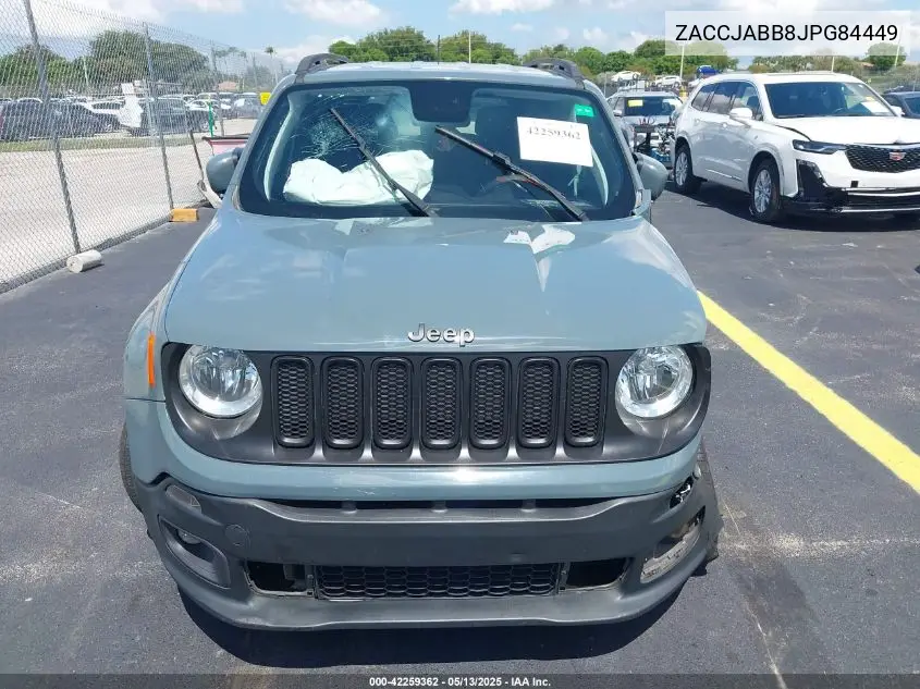 2018 Jeep Renegade Latitude Fwd VIN: ZACCJABB8JPG84449 Lot: 42259362