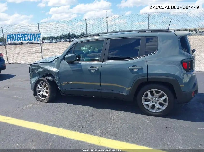 2018 Jeep Renegade Latitude Fwd VIN: ZACCJABB8JPG84449 Lot: 42259362