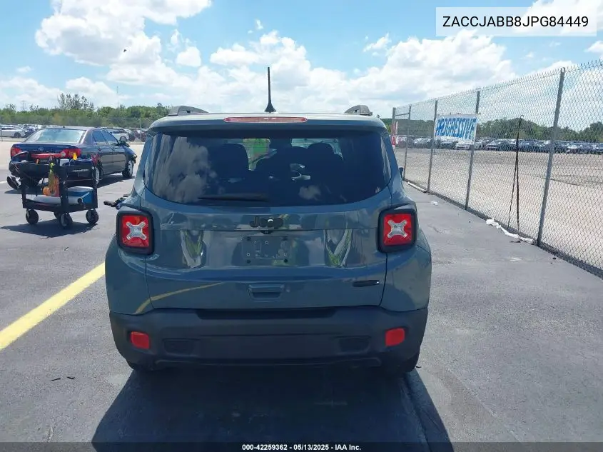 2018 Jeep Renegade Latitude Fwd VIN: ZACCJABB8JPG84449 Lot: 42259362