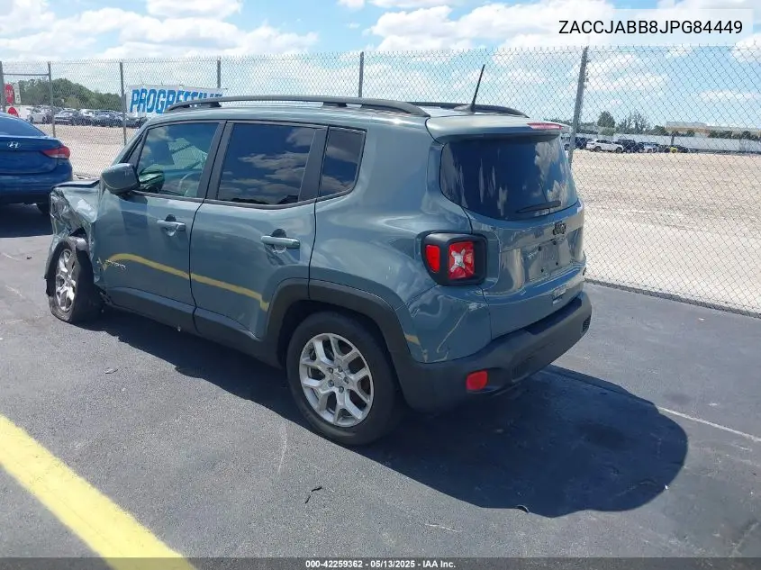 2018 Jeep Renegade Latitude Fwd VIN: ZACCJABB8JPG84449 Lot: 42259362
