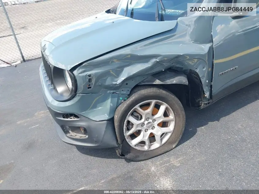2018 Jeep Renegade Latitude Fwd VIN: ZACCJABB8JPG84449 Lot: 42259362