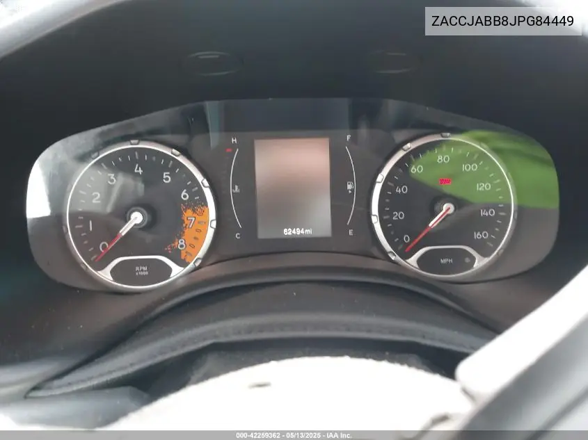 2018 Jeep Renegade Latitude Fwd VIN: ZACCJABB8JPG84449 Lot: 42259362