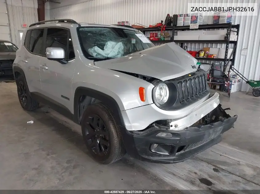 2018 Jeep Renegade Altitude Fwd VIN: ZACCJABB1JPH32616 Lot: 42587429