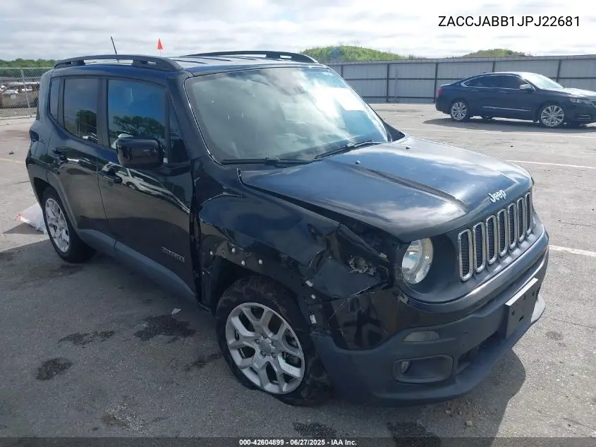 2018 Jeep Renegade Latitude Fwd VIN: ZACCJABB1JPJ22681 Lot: 42604899