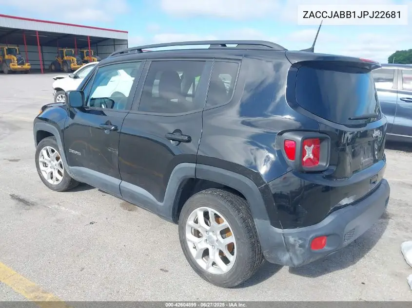 2018 Jeep Renegade Latitude Fwd VIN: ZACCJABB1JPJ22681 Lot: 42604899