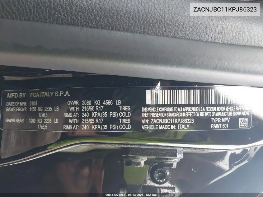 zacnjbc11kpj86323 ZACNJBC11KPJ86323 2019 Jeep Renegade Trailhawk 4X4