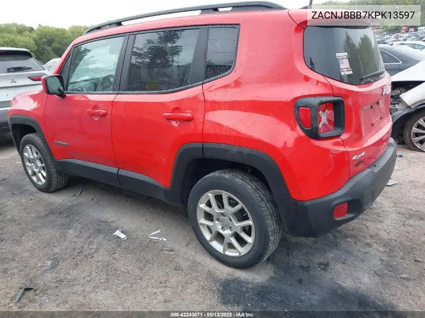2019 Jeep Renegade Latitude 4X4 VIN: ZACNJBBB7KPK13597 Lot: 42243071