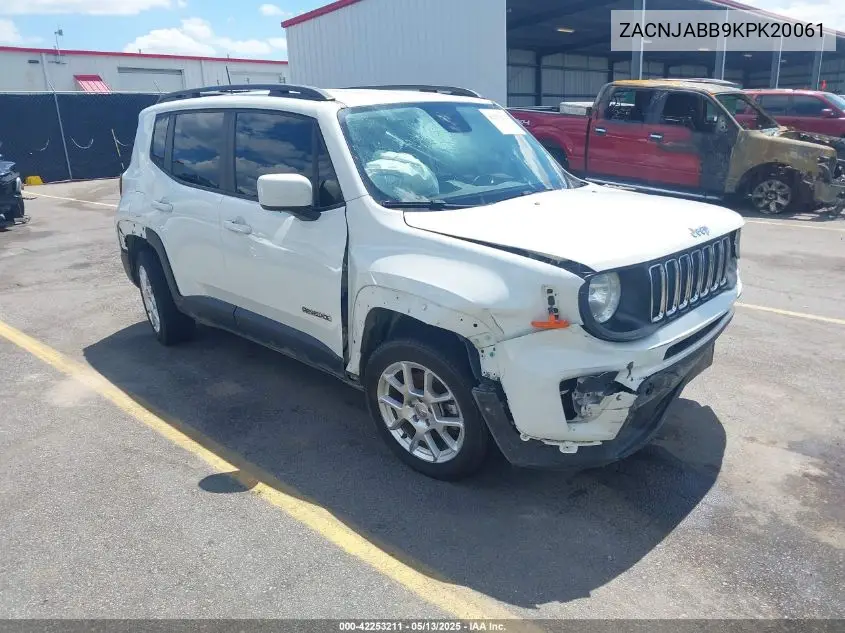 2019 Jeep Renegade Latitude Fwd VIN: ZACNJABB9KPK20061 Lot: 42253211