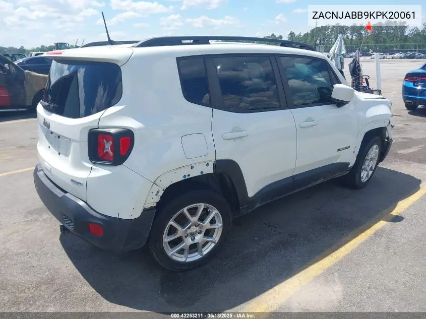 2019 Jeep Renegade Latitude Fwd VIN: ZACNJABB9KPK20061 Lot: 42253211