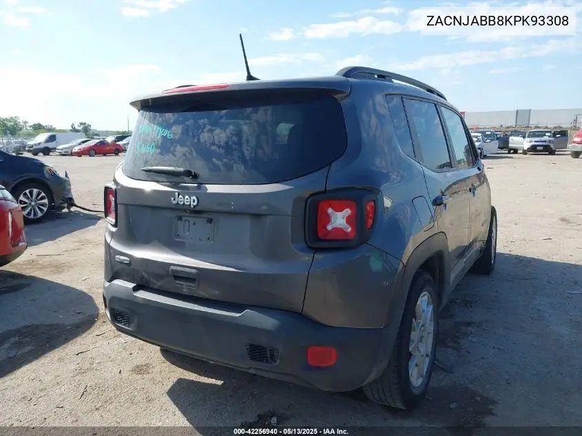 2019 Jeep Renegade Latitude Fwd VIN: ZACNJABB8KPK93308 Lot: 42256940