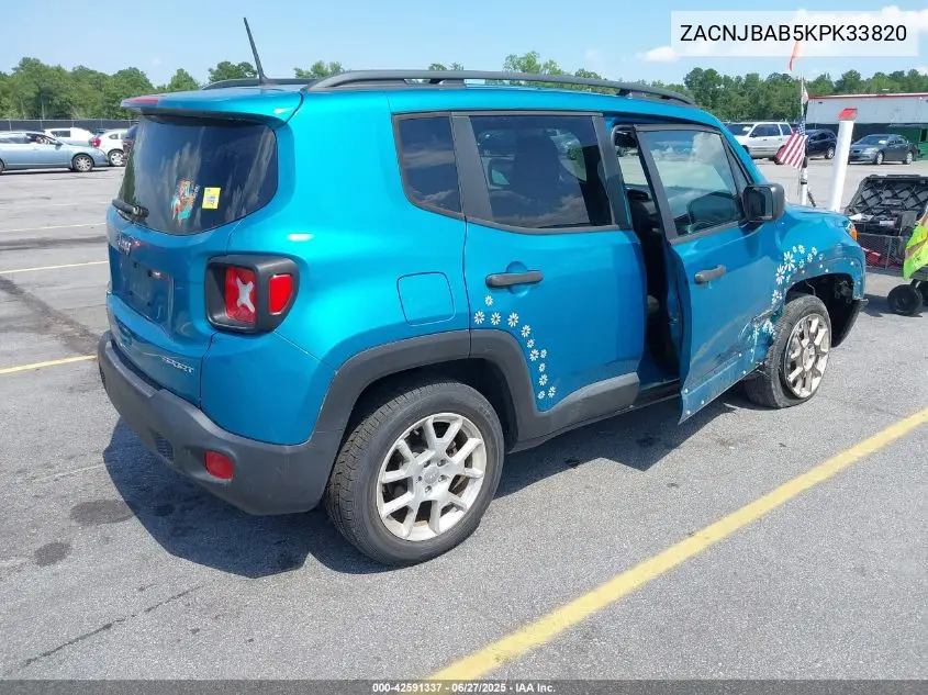 2019 Jeep Renegade Sport 4X4 VIN: ZACNJBAB5KPK33820 Lot: 42591337