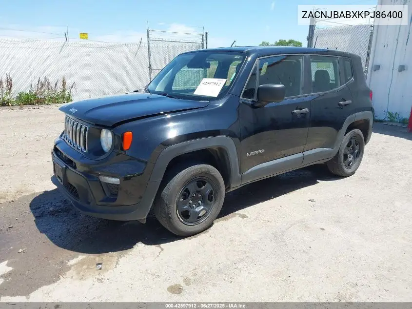 2019 Jeep Renegade Sport 4X4 VIN: ZACNJBABXKPJ86400 Lot: 42597912