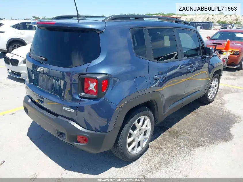 2020 Jeep Renegade Latitude Fwd VIN: ZACNJABB0LPL71663 Lot: 42228581