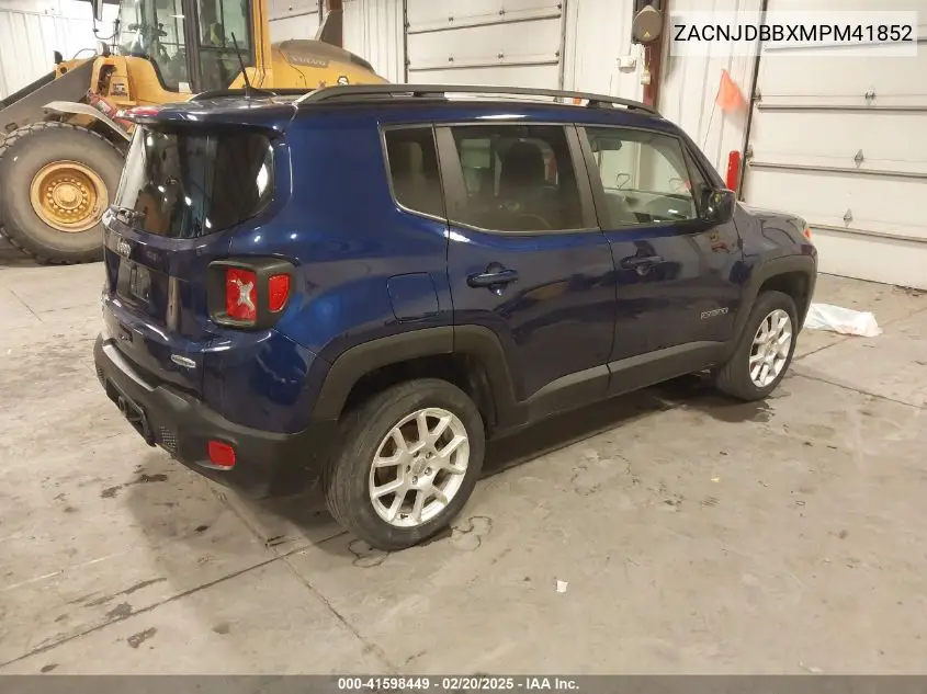2021 Jeep Renegade Latitude 4X4 VIN: ZACNJDBBXMPM41852 Lot: 41598449