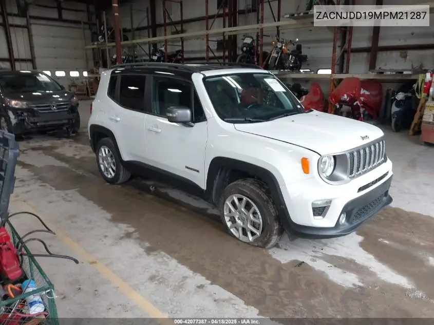 2021 Jeep Renegade Limited 4X4 VIN: ZACNJDD19MPM21287 Lot: 42077387