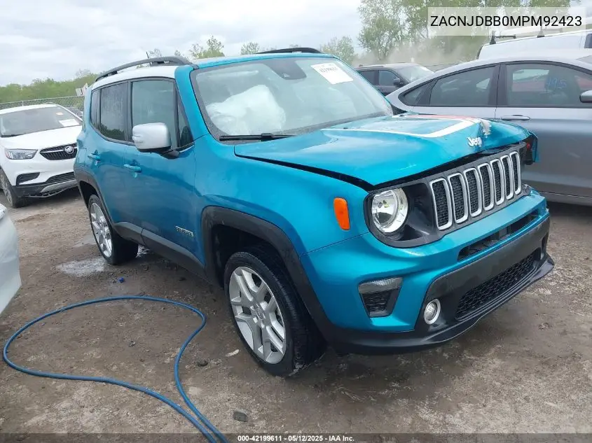2021 Jeep Renegade Islander 4X4 VIN: ZACNJDBB0MPM92423 Lot: 42199611