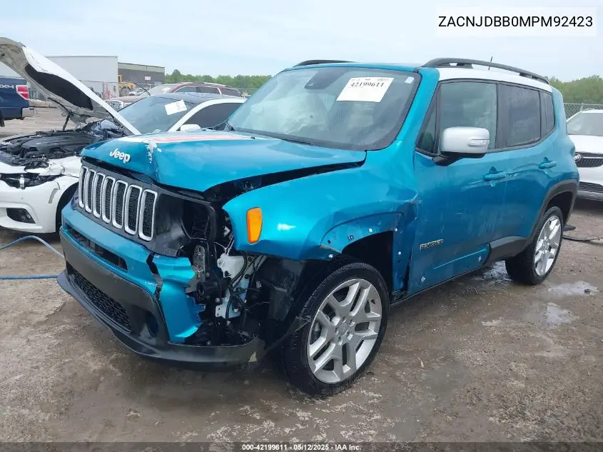 2021 Jeep Renegade Islander 4X4 VIN: ZACNJDBB0MPM92423 Lot: 42199611