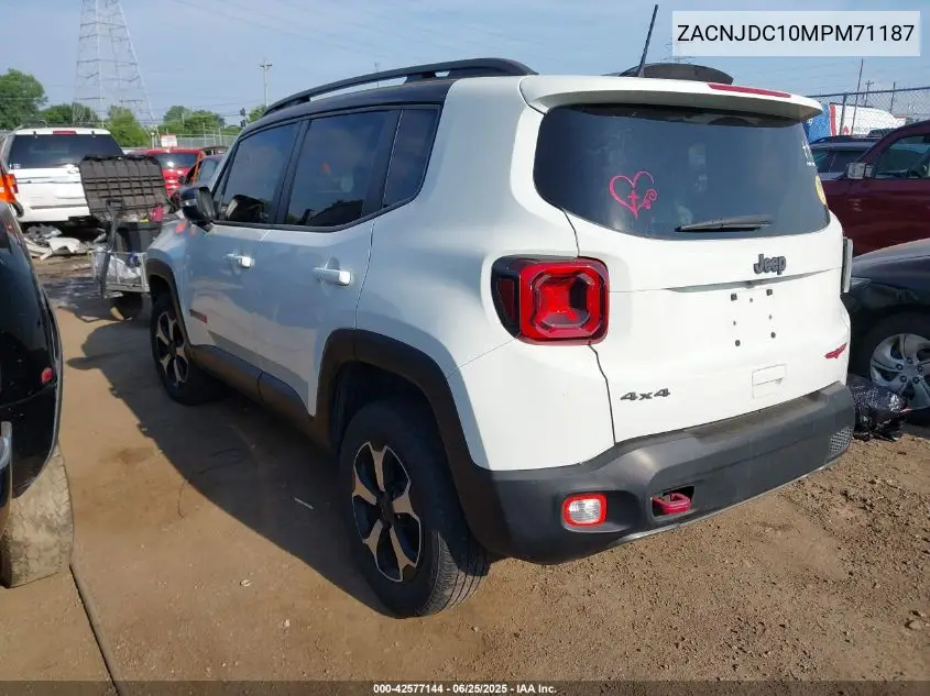 2021 Jeep Renegade Trailhawk VIN: ZACNJDC10MPM71187 Lot: 42577144