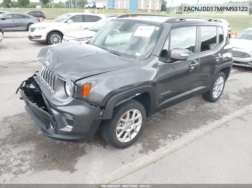 2021 Jeep Renegade Limited 4X4 VIN: ZACNJDD17MPM93122 Lot: 42623227