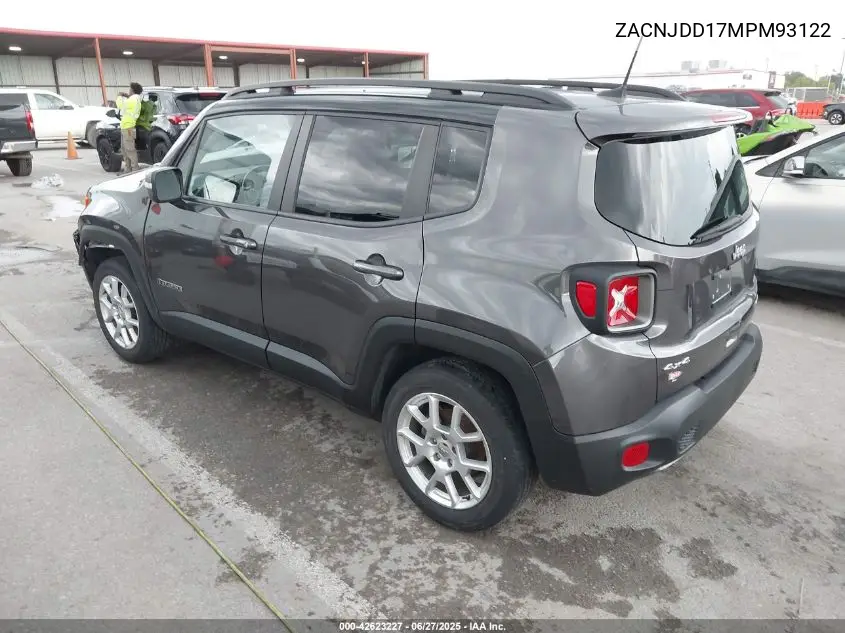 2021 Jeep Renegade Limited 4X4 VIN: ZACNJDD17MPM93122 Lot: 42623227