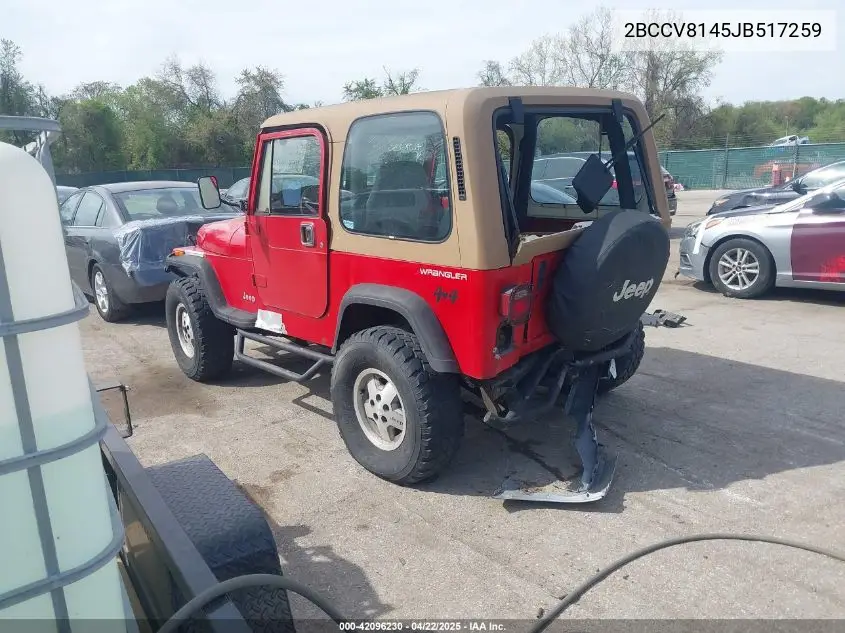 1988 Jeep Wrangler Laredo VIN: 2BCCV8145JB517259 Lot: 42096230