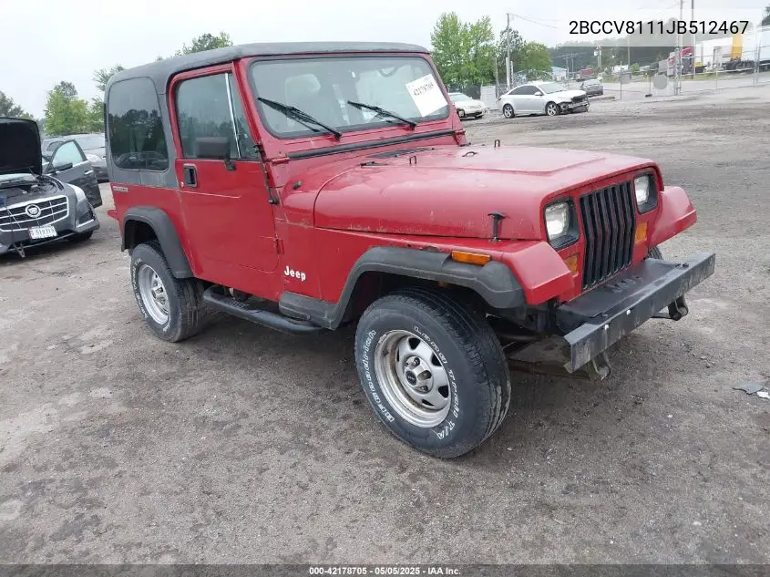 1988 Jeep Wrangler VIN: 2BCCV8111JB512467 Lot: 42178705