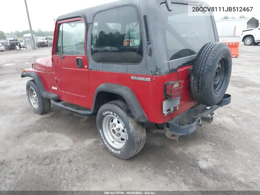 1988 Jeep Wrangler VIN: 2BCCV8111JB512467 Lot: 42178705