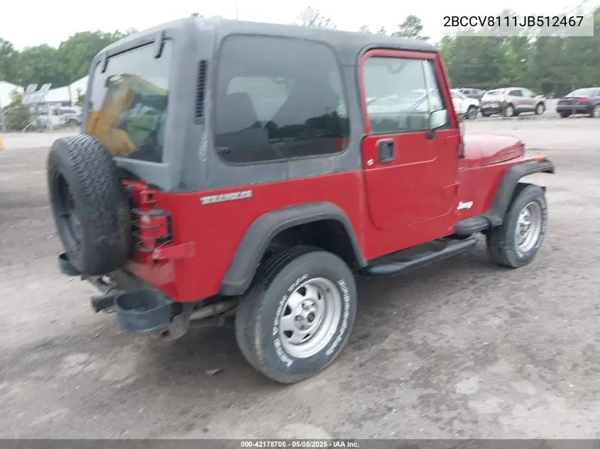 1988 Jeep Wrangler VIN: 2BCCV8111JB512467 Lot: 42178705